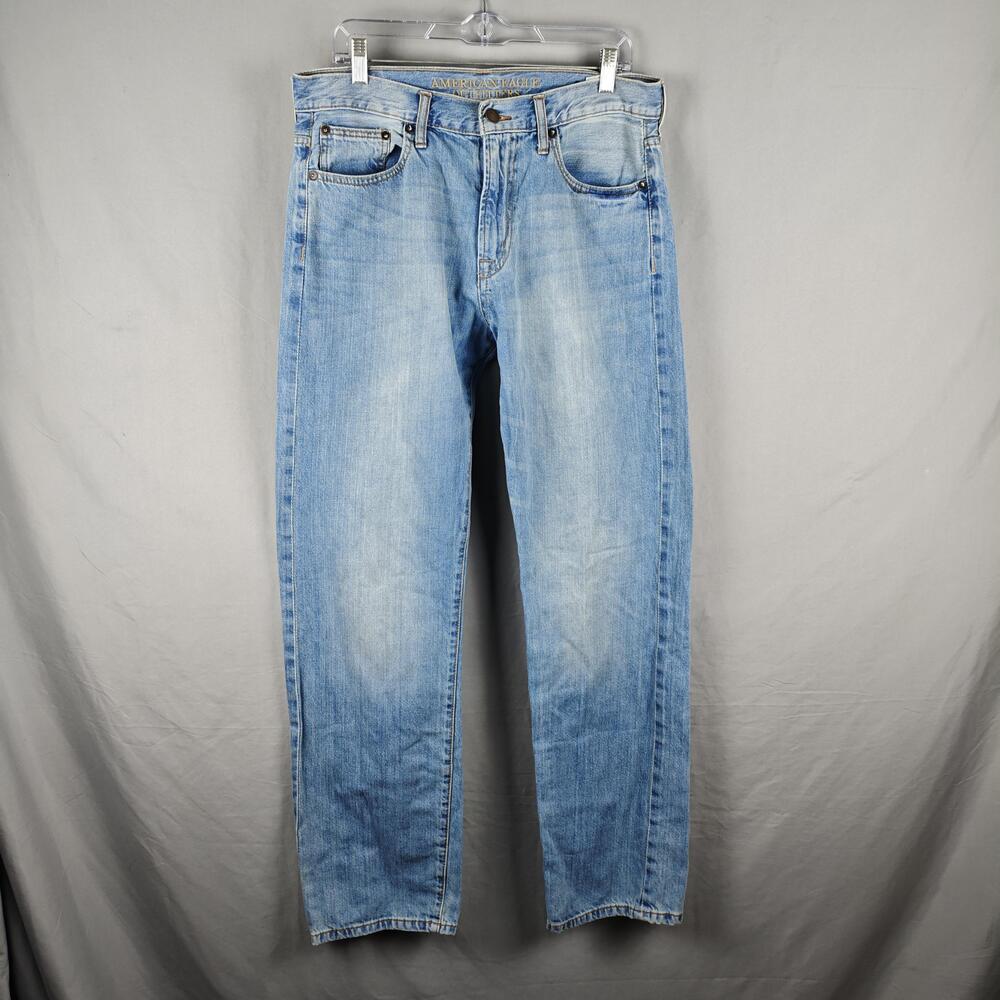 American Eagle Jeans Mens 33x34 Light Wash Relaxed Straight Denim Pants